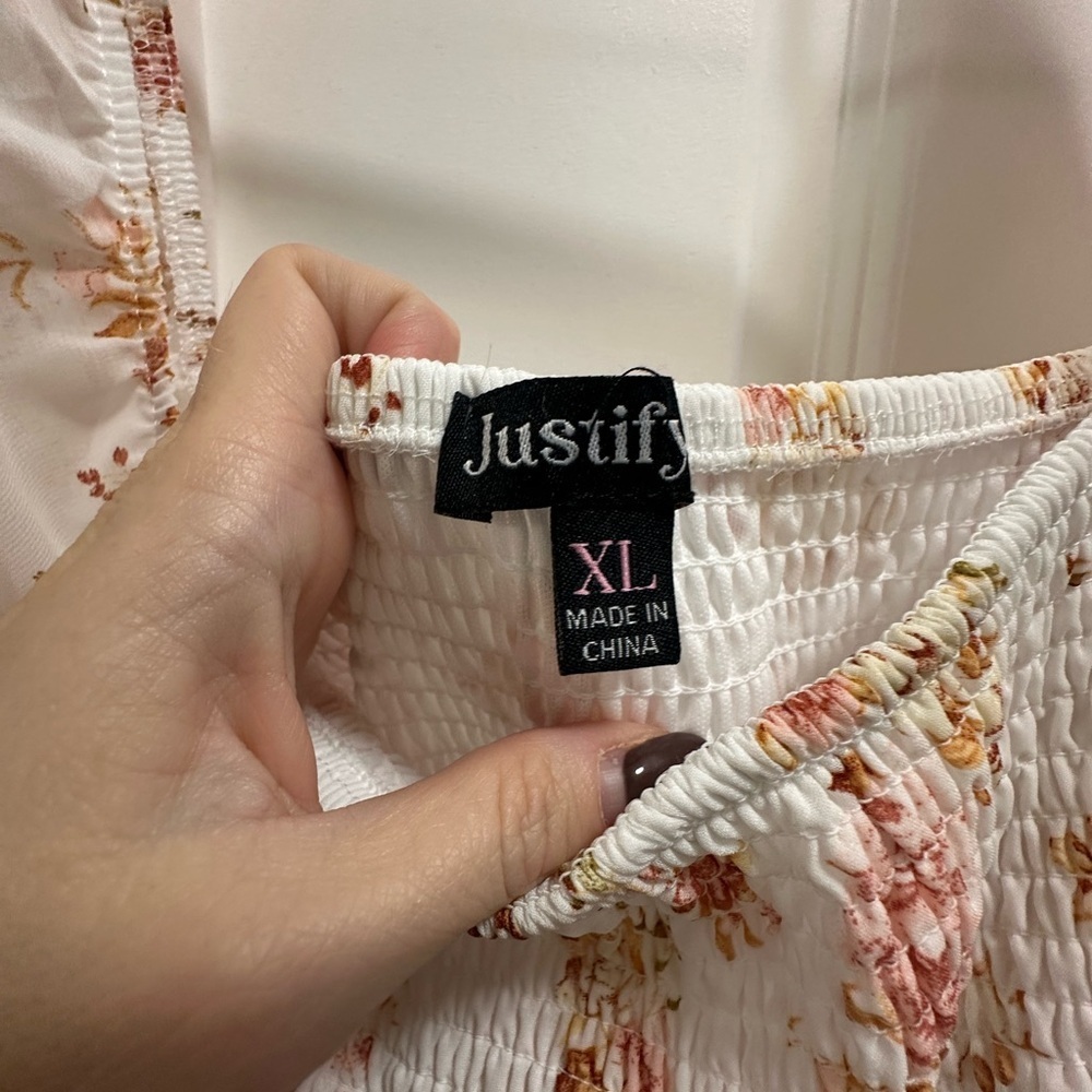 Justify babydoll dress- White with Pink and Orange Floral - Picture 3 of 5